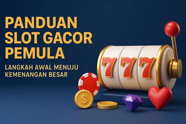 Ilustrasi 3D berkualitas tinggi bertema panduan slot gacor pemula menampilkan mesin slot emas, simbol scatter, dan tumpukan koin, merepresentasikan strategi bermain dari pemula hingga pro.